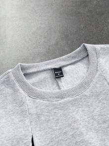 ROMWE MEN Men's Casual Distressed Crew Neck Pullover Sweatshirt - Light Grey - View 3