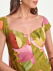 CAJUNI Women's Floral Print Halter Sleeveless Casual Jumpsuit