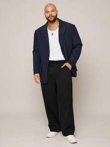 EASEVO 男士加大码休闲梭织长袖西装外套，带口袋，适合婚礼穿着