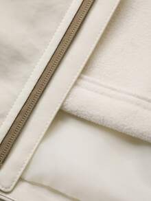 DAZY 女士纯色长袖拉链抽绳连帽休闲常规夹克女外套 - 米色 - 查看 7