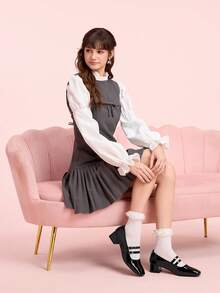 CUCCOO DOLLMOD 女士黑色复古经典优雅百搭玛丽珍鞋，粗带粗跟 - 黑色 - 查看 10