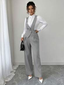 Elenzga Women's New Casual Wide Leg Jumpsuit, Black