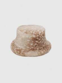 ROMWE Fairycore 1 女士人造毛皮渔夫帽，米色波尔卡圆点蓬松冬帽，秋冬季温暖时尚渔夫帽 - 彩色 - 查看 5