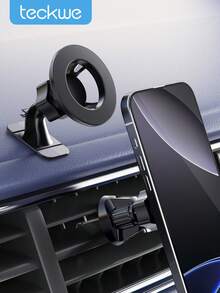 Teckwe Magsafe车载支架，强力磁铁，车载磁吸手机支架，车载手机支架，仪表盘安装式手机支架，男女通用车载配件，兼容 17/16/15/14 - 黑色 - 查看 1
