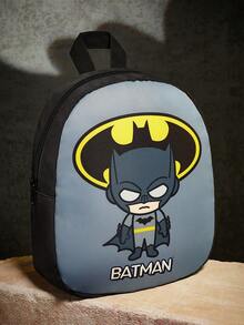 BATMAN X SHEIN 1 Stück Rucksack mit Cartoon-Muster, verstellbarer Schultergurtlänge, Sporttasche, Freizeittasche, Segeltuch-Rucksack, Schultasche, Reisetasche, für Mädchen, für Jungen, für Teenager, für Frauen, für Männer, Fledermaus - Grau - Übersicht 3