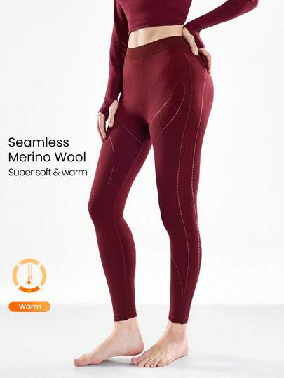 GLOWMODE Mallas térmicas de compresión con control de abdomen, de lana sin costuras, elásticas y cálidas, ideales para correr, entrenar, ir al gimnasio, estudio y uso diario en otoño e invierno