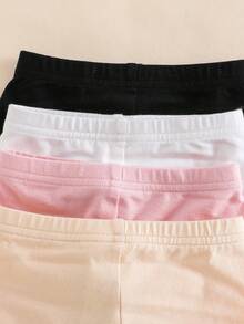 SHEIN 4件套新生儿男童柔软针织纯色松紧腰休闲短裤 - 彩色 - 查看 5