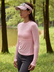 In My Nature 女式休闲纯色修身长袖户外T恤 - 粉色 - 查看 6