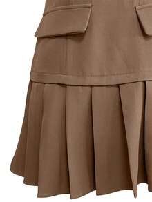 Franclia Elegant French Style Minimalist Daily Versatile Round Neck Sleeveless Cinched Waist Waist Pleated Hem Dress, Non-Stretch Woven White Dress, Business Casual Women's Clothing, White Graduation Dress, Pleated Dress, Graceful White Dress