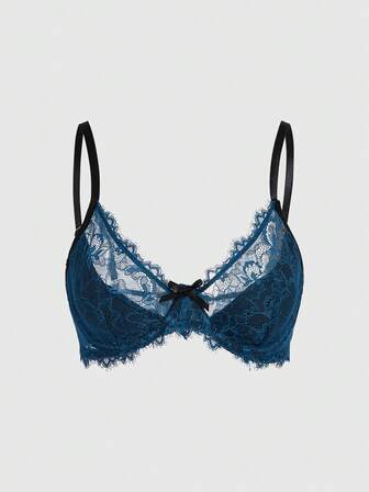 Goth Soutien-gorge en dentelle confortable pour femmes avec décoration de nœud et armature