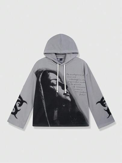 Street Life Sudadera con capucha casual de manga larga con parches de color contrastante para hombres, versátil y de moda para el streetwear