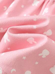 Cozy Pixies 2 Stücke Baby Mädchen Set mit Schleife Dekor Fleeceweste & Polka Punkt Langarm Taille Raffung Kleid, warm & dick, geeignet für den Winter - Pink - Übersicht 9