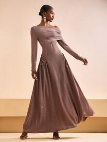 Zivah 2025 秋冬新款音乐节、复活节、圣帕特里克节、西部风、游牧风、生日派对、毕业典礼、学院风、学生风、日常装、百搭百搭、休闲装、婚礼嘉宾装、优雅装、通勤装、早午餐装、机场装宽松 A 字长裙 - B - 卡其色 - 查看 8