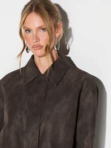 KIZN Sudette Field Jacket 超大号军用实用外套，配有前拉链开合和多个口袋 - 摩卡棕 - 查看 6