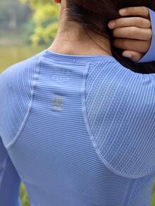 In My Nature Camiseta de manga larga con cuello redondo y rayas para mujer, para actividades al aire libre - Azul - Ver 3