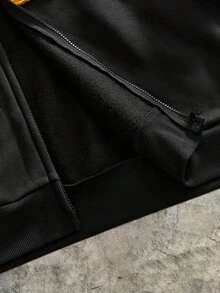 AXEPEAK Men's Casual Contrast Color Patchwork Zip-Up Hoodie, Autumn/Winter, Long Sleeve Top