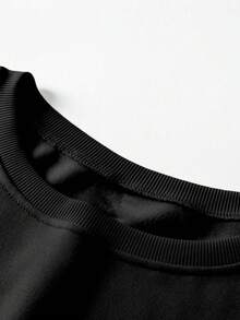 INAWLY Sweatshirt Kasual Bahu Jatuh Bordir Musim Gugur Hitam, Sweatshirt Sporty Benang Chenille Dasar Modis untuk Sehari-hari, Hadiah Kristen yang Dapat Disesuaikan - Hitam - View 4