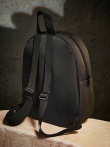 BATMAN X SHEIN 1 Stück Rucksack mit Cartoon-Muster, verstellbarer Schultergurtlänge, Sporttasche, Freizeittasche, Segeltuch-Rucksack, Schultasche, Reisetasche, für Mädchen, für Jungen, für Teenager, für Frauen, für Männer, Fledermaus - Grau - Übersicht 4