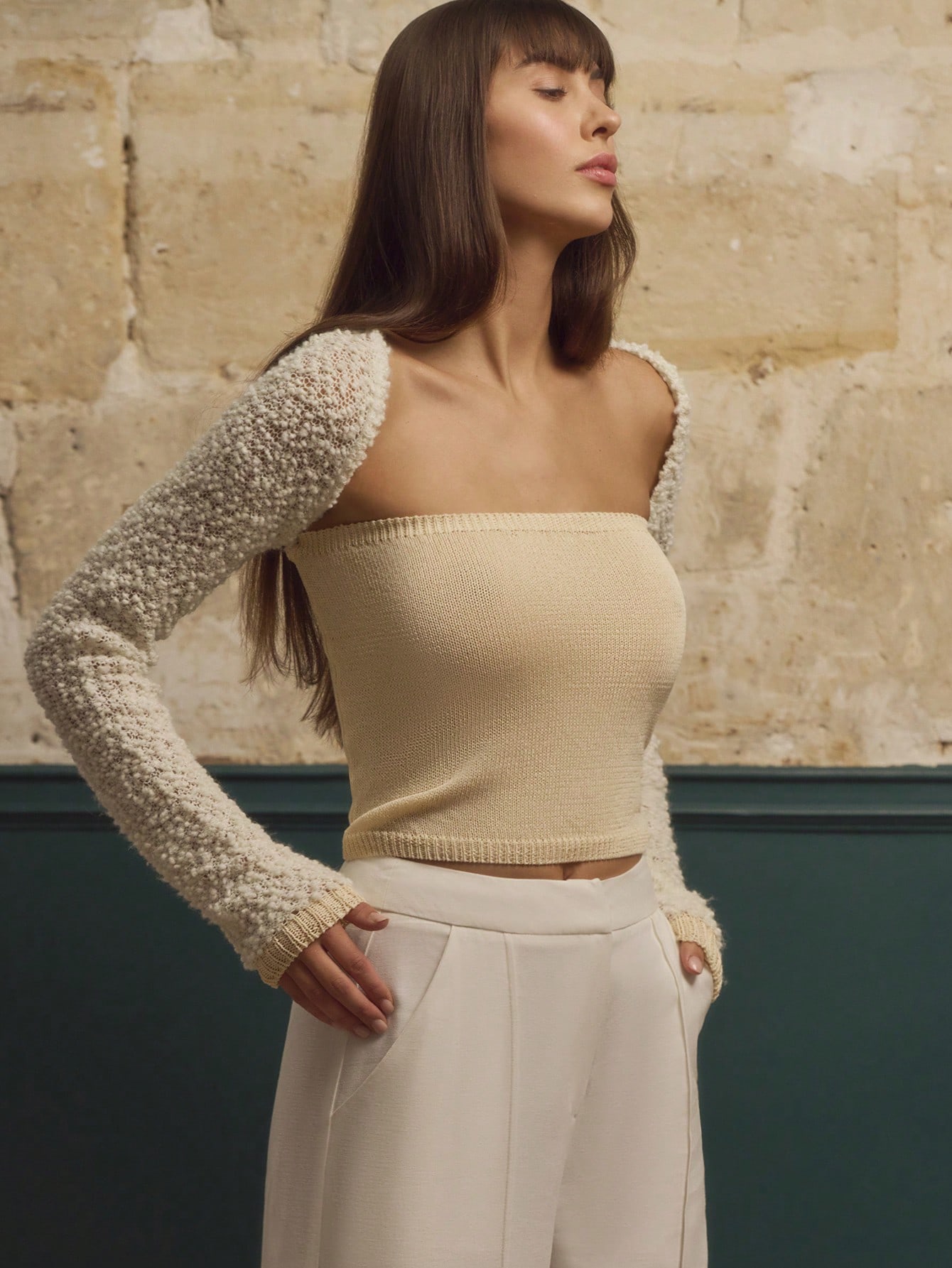 Top com Bolero, Textura de Tricô, Top para Sair