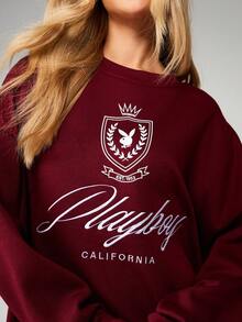 Missguided x Playboy Sudadera con estampado gráfico de California y diseño de logotipo - Marrón - Ver 1