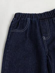Genkimix Kids 小男孩松紧腰口袋宽松阔腿休闲牛仔裤 - 藍色 - 查看 3