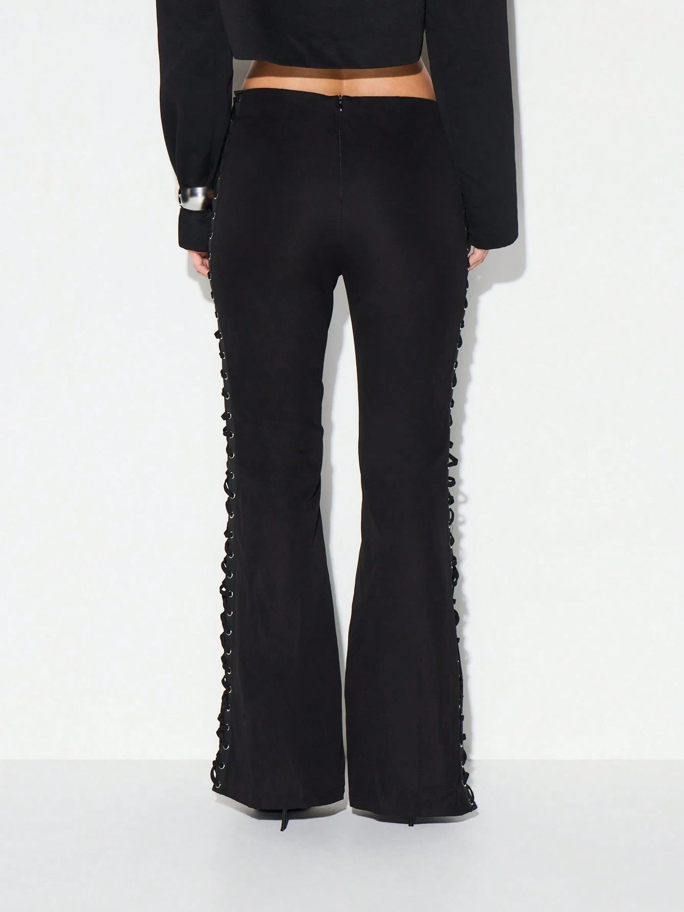 KIZN High Waisted Lace Up Flare Pants