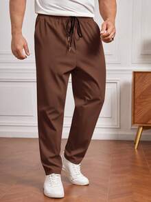 EASEVO Quần ống côn bỏ túi màu trơn cỡ lớn dành cho nam, đa năng - Cà phê nâu - Xem 4