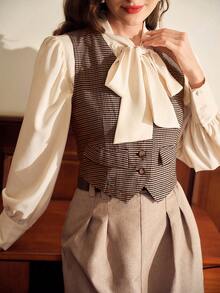 Vintamour Eleganckie damskie kamizelki w kratkę w serek, bez rękawów, brązowe, jesienne ubrania damskie, biznesowe, codzienne, damskie, na bal absolwentów, zimowe, biurowe, damskie, jesienne stroje damskie, bluzki jesienne, zimowe stroje damskie, zimowe ubrania damskie, jesienne ubrania, jesienne bluzki damskie, Cottage Core, urodzinowe stroje damskie, kamizelka, top, świąteczna koszula, świąteczne ubrania, ubrania do pracy, stare pieniądze - Kolor khaki - Zobacz 6