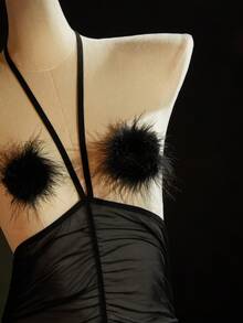 SpicyHot 4pcs/Set Mesh Halter Tie Backless Bodycon Nightgown, Extremely Sexy - Black - View 3