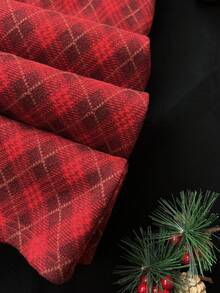 SHEIN Unity 1pc Women's Red Plaid Low Waist Drawstring Casual, Homewear, Christmas Pants - Red - View 5