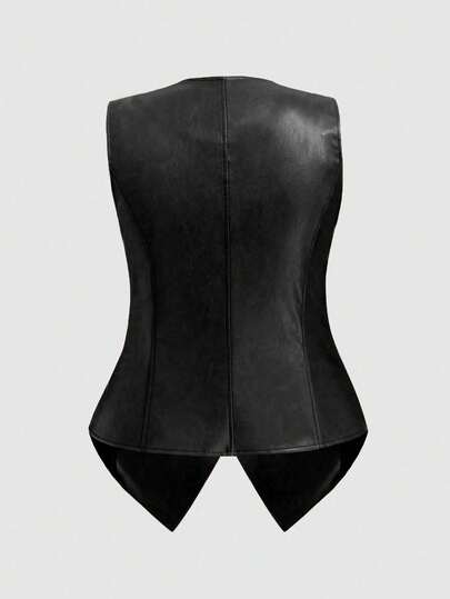 SHEIN Clasi Chaqueta sin mangas retro de moda para tallas grandes