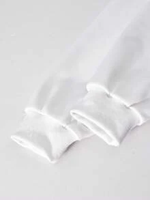 SHEIN 1 pieza Sudadera de manga larga con bloqueo de color y hombro asimétrico para niñas - Blanco - Ver 3