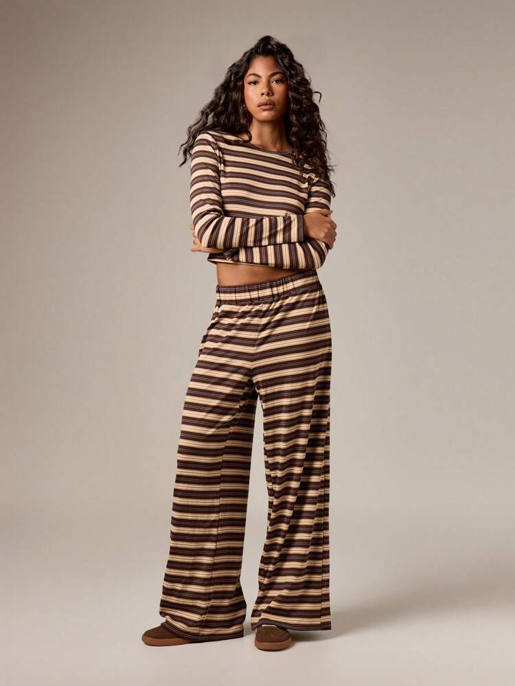 Ribbed Knit Striped Lounge Set