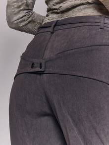 MUSERA Mid Rise Fitted Adjustable Back Strap Belt Loop Flared Fit Trousers Autumn Winter Fall Going Out Everyday Night Out Casual Cool Streetwear Washed Thanksgiving - Dark Grey - View 6