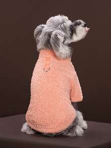 PETSIN 1 pieza Sudadera con capucha de textura de peluche rosa para mascotas para otoño e invierno, ropa para mascotas cómoda, cálida, sencilla y transpirable con hebilla de tracción - Rosa - Ver 2