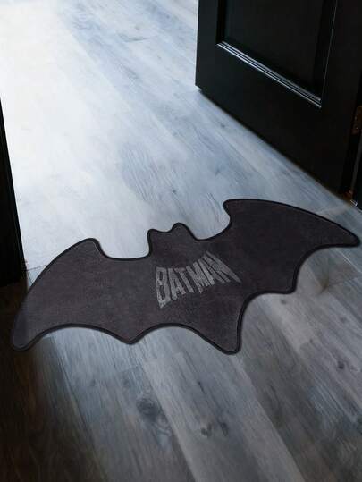BATMAN X SHEIN 1 件蝙蝠形装饰地毯，卧室装饰地毯，浴室地毯，毛绒材质，防滑底部，不同尺寸可选