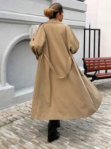 DAZY Women's Fashion Double-Breasted Trench Coat - Khaki - View 2