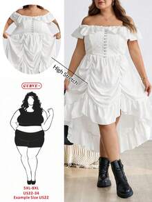 SHEIN CURVE+ Quần áo Goth/Gothic dành cho phụ nữ/Trang phục Halloween cỡ lớn/Trang phục Halloween - trắng - Xem 1