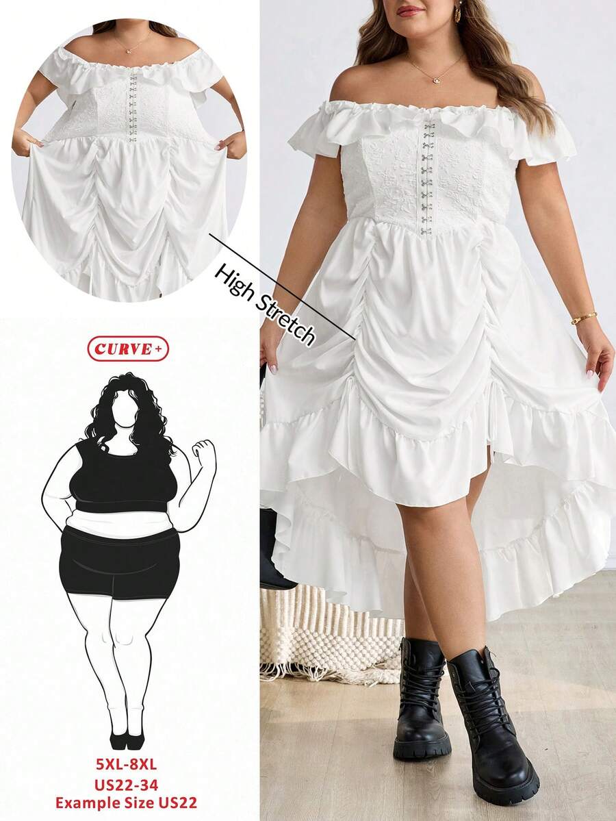 SHEIN CURVE+ Quần áo Goth/Gothic dành cho phụ nữ/Trang phục Halloween cỡ lớn/Trang phục Halloween - trắng - Xem 1