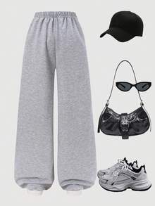 Versatile Loose Casual Sports Pants For Teen Girls, Suitable For Daily Commute, Leisure, Vacation, Hangout With Friends, Street Style