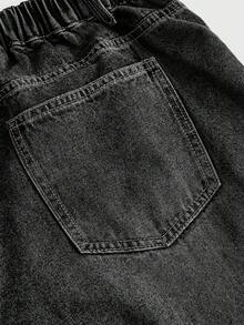 SHEIN MOD Plus Size Solid Color Patch Pocket Casual Versatile Loose Wide Leg Baggy Jeans,Low Rise Baggy Jeans,Y2k Jeans,Christmas Pants/Winter