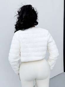 Alexandranx Chaqueta corta abierta de peluche para cita nocturna en otoño/invierno