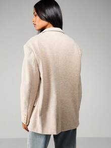 MISSGUIDED Women Wool Blend Boxy Blazer With Lapel Collar And Button Closure For Office Professional Wear - Apricot - View 2