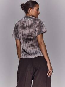 MUSERA Áo sơ mi tay ngắn dáng bất đối xứng cài cúc, chi tiết rách rưới, thích hợp cho mùa thu, đi chơi hàng ngày, đi chơi tối, phong cách thường ngày, cá tính, phong cách đường phố, đã qua xử lý, thích hợp cho mùa xuân hè, đi nghỉ lễ. - Màu xám đen - Xem 4