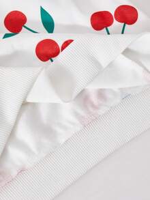 SHEIN ChillGRL Teen Girls Sweatsuit Set, White Digital Print & Black Bow Crew Neck Sweatshirt, Black Skinny Pants, Comfortable Fitted - Multicolor - View 8