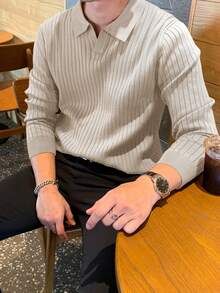 DAZY 男士灰色半拉链毛衣，秋冬 - 灰色 - 查看 4