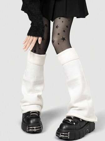 Kawaii Gothic-Stil dicke gestrickte ausgestellte Manschetten Wadenwärmer für Frauen, Herbst/Winter