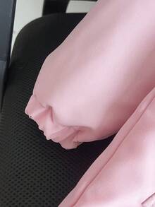 女童冬季拉链连帽长外套，带毛领，保暖内衬，加厚设计，腰部收紧，新款时尚休闲羽绒服 - 粉色 - 查看 5