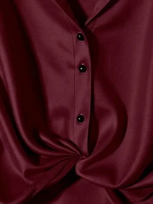 GlowEve 女士编织休闲通勤秋季衬衫 - 紅色 - 查看 4