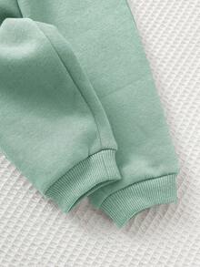 Cozy Pixies 2pcs Baby Boy Cartoon Animal Pattern Knit Soft Crew Neck Long Sleeve Pullover Sweatshirt And Elastic Waist Pants Set - Mint Green - View 6